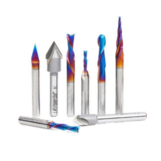 AMS-174 8-Pc General Purpose CNC Router Bit Collection III, 1/4 Inch Shank