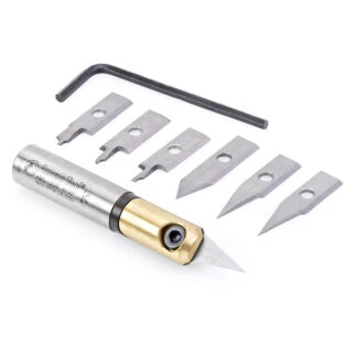 AMS-209 8-Piece In-Groove Insert Engraving Tool Body & Knives 1/2 Inch Shank Set