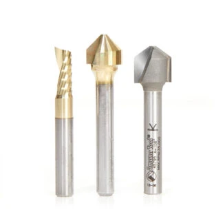 AMS-213 3-Pc ACM 90 and 108 Degree and 1/4 Inch Diameter, 1/4 Inch Shank Pack