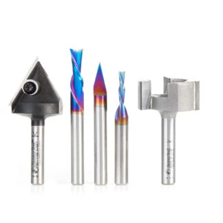AMS-286 5-Pc CNC General Purpose Set, 1/4 Inch Shank
