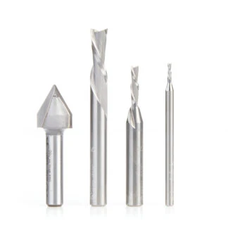 AMS-294 4-Pc CNC General Purpose Set, 1/8 & 1/4 Inch Shank
