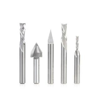 AMS-296 5-Pc CNC General Purpose Set, 1/4 Inch Shank
