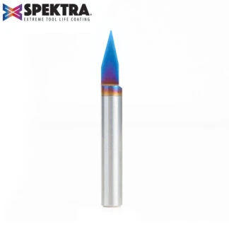 45620-K Solid Carbide 30 Degree Engraving 0.0108 Tip Width x 1/4 Inch Shank Signmaking Spektra™ Extreme Tool Life Coated Router Bit