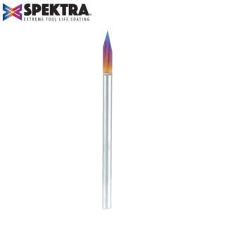 45630-K Solid Carbide 30 Degree Engraving 0.005 Tip Width x 1/8 Inch Shank Signmaking Spektra™ Extreme Tool Life Coated Router Bit