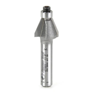 47201 Carbide Tipped Bevel Laminate Trim 22 Deg x 1/2 Dia x 3/8 x 1/4 Inch Shank with Ball Bearing