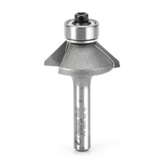 47204 Carbide Tipped Bevel Laminate Trim 45 Deg x 1-3/32 Dia x 1/4 x 1/4 Inch Shank with Ball Bearing