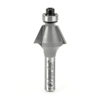 47206 Carbide Tipped Bevel Laminate Trim 25 Deg x 3/4 Dia x 7/16 x 1/4 Inch Shank with Ball Bearing