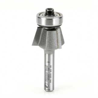 47301 Carbide Tipped Bevel Laminate Trim 15 Deg x 51/64 Dia x 7/16 x 1/4 Inch Shank with Ball Bearing 3-Flute