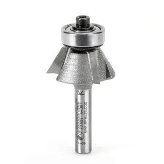 47304 Carbide Tipped Bevel Laminate Trim 30 Deg x 1-3/32 Dia x 7/16 x 1/4 Inch Shank with Ball Bearing 3-Flute