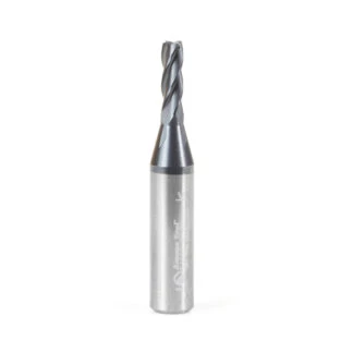 51602 CNC Solid Carbide Spiral for Steel & Stainless Steel with AlTiN Coating 4-Flute x 1/8 Dia x 3/8 x 1/4 Shank x 1-1/2 Inch Long Up-Cut Router Bit / 45º Corner Chamfer End Mill