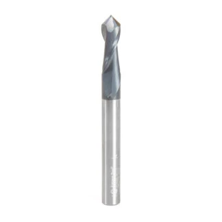 51652 High Performance CNC Solid Carbide 90 Degree 'V' Spiral Drills with AlTiN Coating 2-Flute x 1/4 Dia x 3/4 x 1/4 Shank x 2-1/2 Inch Long Up-Cut Router Bit/End Mill