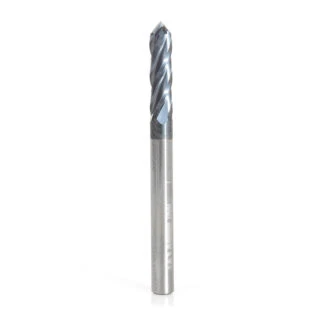 51690 High Performance CNC Solid Carbide 90 Degree 'V' Spiral Drills with AlTiN Coating 4-Flute x 1/8 Dia x 1/2 x 1/8 Shank x 1-1/2 Inch Long Up-Cut Router Bit/End Mill