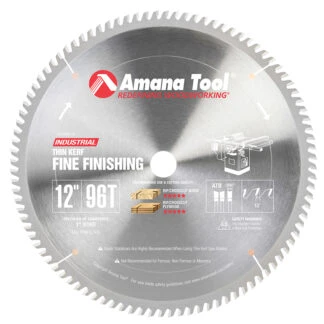 612960-TS Carbide Tipped Thin Kerf Miter 12 Inch Dia x 96T ATB, 10 Deg, 1 Inch Bore