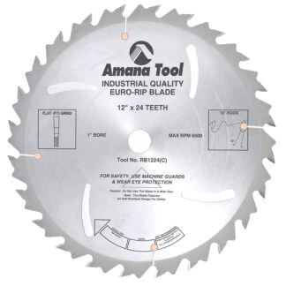 RB1224 Carbide Tipped Euro Rip with Cooling Slots 12 Inch Dia x 24T FT, 18 Deg, 1 Inch Bore