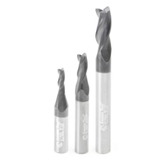 AMS-156 3-Pack CNC Spiral End Mill, Steel & Stainless Steel Cutting with AlTiN Coating 1/4 Inch Shank Router Bits