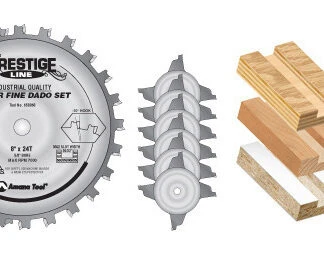 658060-1 Carbide Tipped Prestige Dado 8 Inch Dia x 24T H-ATB, 1 Inch Bore, Complete Dado Set with Six 4-Wing Chippers