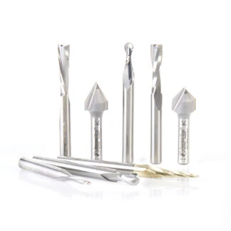 AMS-134-B 8-Pc General Purpose CNC Router Bit Collection, 1/4 Inch Shank