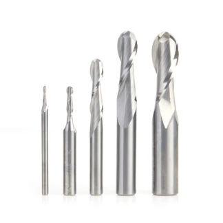 AMS-290 5-Piece Solid Carbide Up-Cut Spiral Ball Nose Router Bit Collection