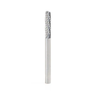 BURS-118 Solid Carbide Radius Cylinder Shape 1/8 Dia x 9/16 x 1/8 Shank Double Cut SC Burr Bit for Die-Grinders