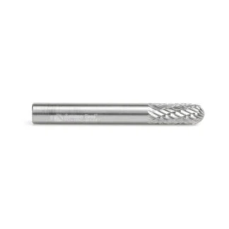 BURS-120 Solid Carbide Radius Cylinder Shape 1/4 Dia x 5/8 x 1/4 Shank Double Cut SC Burr Bit for Die-Grinders
