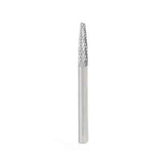 BURS-138 Solid Carbide Tree Shape 1/8 Dia x 1/2 x 1/8 Shank Double Cut SF Burr Bit for Die-Grinders