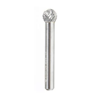 BURS-154 Solid Carbide Ball Shape 3/8 Dia x 5/16 x 1/4 Shank Double Cut SD Burr Bit for Die-Grinders