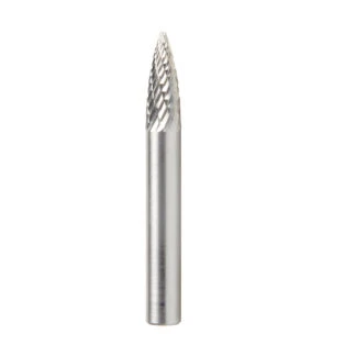 BURS-192 Solid Carbide Pointed Tree Shape 1/4 Dia x 5/8 x 1/4 Shank Double Cut SG Burr Bit for Die-Grinders