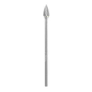 BURS-199 Solid Carbide Pointed Tree Shape 1/2 Dia x 1 x 1/4 Shank Double Cut SG Burr Bit for Die-Grinders