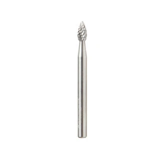 BURS-200 Solid Carbide Flame Shape 1/8 Dia x 1/4 x 1/8 Shank Double Cut SH Burr Bit for Die-Grinders