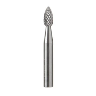 BURS-202 Solid Carbide Flame Shape 1/4 Dia x 1/2 x 1/4 Shank Double Cut SH Burr Bit for Die-Grinders