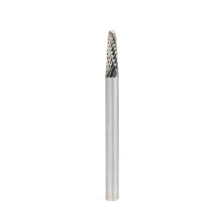 BURS-210 Solid Carbide Radius Cone Shape 1/8 Dia x 3/8 x 1/8 Shank Double Cut SL Burr Bit for Die-Grinders