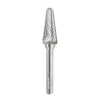 BURS-218 Solid Carbide Radius Cone Shape 1/2 Dia x 1-1/8 x 1/4 Shank Double Cut SL Burr Bit for Die-Grinders