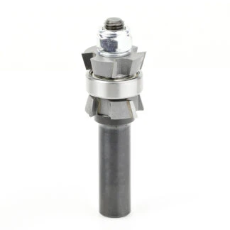 47414 Carbide Tipped Double Bevel Trim Cutter Assembly 15 Deg x 1 Inch Dia x 1/4 x 1/2 Shank with Center Ball Bearing