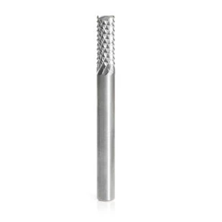 48011 Solid Carbide Medium Burr with End Mill Point Fiberglass and Composite Cutting 1/4 Dia x 3/4 x 1/4 Shank Router Bit