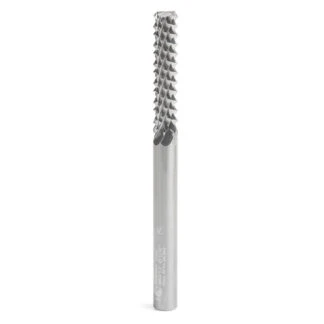 48012 Solid Carbide Medium Burr with End Mill Point Fiberglass and Composite Cutting 1/4 Dia x 1-1/8 x 1/4 Shank Router Bit