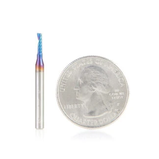 51398-K Solid Carbide CNC Spektra™ Extreme Tool Life Coated Spiral 'O' Flute, Plastic Cutting 1.8mm Dia x 6mm x 3mm Shank Up-Cut Router Bit