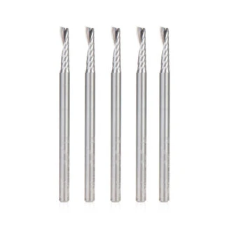 51410-5 5-Pack Solid Carbide CNC Spiral 'O' Flute, Plastic Cutting 1/8 Dia x 1/2 x 1/8 Shank Up-Cut Design Router Bit