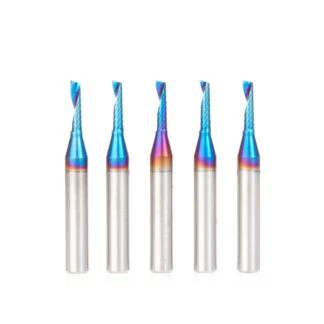 51411-K-5 5-Pack Solid Carbide CNC Spektra™ Extreme Tool Life Coated Spiral 'O' Flute, Plastic Cutting 1/8 Dia x 1/2 x 1/4 Shank Up-Cut Design Router Bit