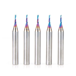 51441-K-5 5 Pack Solid Carbide CNC Spektra™ Extreme Tool Life Coated Spiral 'O' Single Flute, Plastic Cutting 1/16 Dia x 1/4 x 1/4 Shank x 2 Inch Long Up-Cut Router Bit