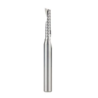 51442 Solid Carbide CNC Spiral 'O' Single Flute, Plastic Cutting 3/16 Dia x 7/8 x 1/4 Shank x 2-1/2 Inch Long Up-Cut Router Bit