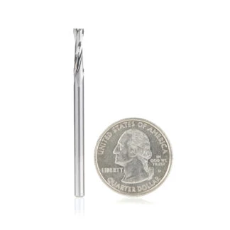 51761 Solid Carbide CNC Spiral Double 'O' Flute, Plastic Cutting 1/8 Dia x 1/2 x 1/8 Shank x 2 Inch Long Up-Cut Router Bit