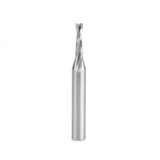 51762 Solid Carbide CNC Spiral Double 'O' Flute, Plastic Cutting 1/8 Dia x 1/2 x 1/4 Shank x 2 Inch Long Up-Cut Router Bit