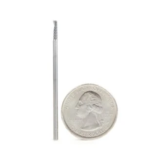 57310 Metric Solid Carbide CNC Spiral 'O' Single Flute, Plastic Cutting 2mm Dia x 8mm x 2mm Shank x 50mm Long Up-Cut Router Bit