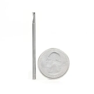 57312 Metric Solid Carbide CNC Spiral 'O' Single Flute, Plastic Cutting 2.5mm Dia x 8mm x 2.5mm Shank x 50mm Long Up-Cut Router Bit