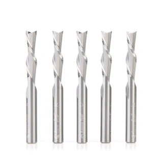 46415-5 5 Pack Solid Carbide Spiral Plunge 1/4 Dia x 1 Inch x 1/4 Shank Down-Cut