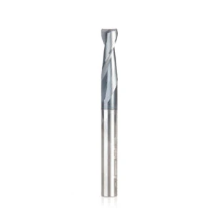 51676 CNC Solid Carbide Spiral for Steel & Stainless Steel with AlTiN Coating 2-Flute x 1/4 Dia x 3/4 x 1/4 Shank x 2-1/2 Inch Long Up-Cut Router Bit / 45º Corner Chamfer End Mill