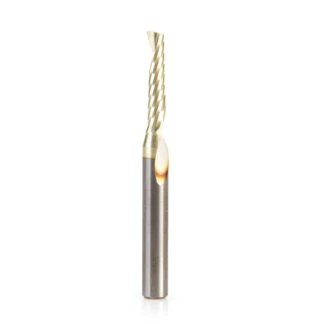 57347-Z Solid Carbide CNC Spiral 'O' Flute, Aluminum Cutting for Improved Surface Finish 3/16 Dia x 7/8 x 1/4 Shank Up-Cut ZrN Coated Router Bit