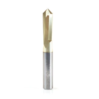 Zero-Point" 90 Degree V-Groove and Engraving 1/4 Dia x 1/8 x 1/4 Shank ZrN Coated Router Bit
