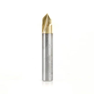 "Zero-Point" 90 Degree V-Groove and Engraving 1/4 Dia x 1/8 x 1/4 Shank ZrN Coated Router Bit