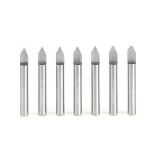 7-Piece Solid Carbide 60 Deg Engraving 1/4 Inch Shank x 2 Inch Long Router Bit Set
